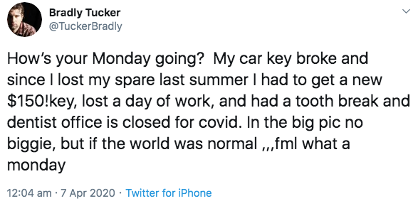 Twitter user shares FML moment during COVID-19